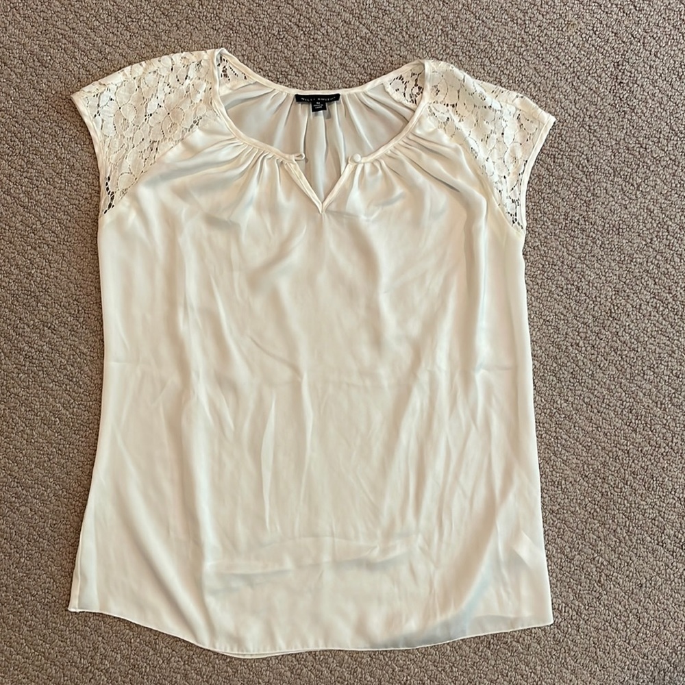 Ivory lace cap sleeve blouse